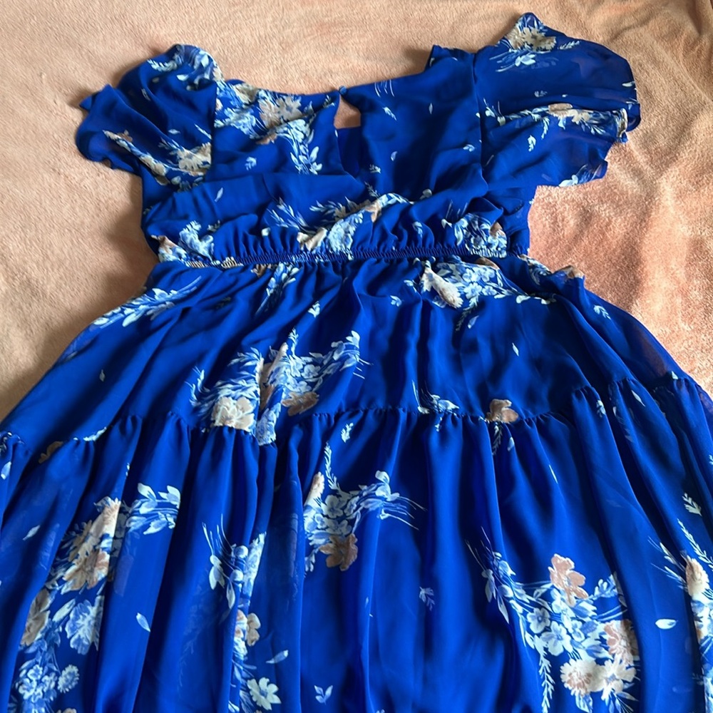 torrid Royal Blue Floral Midi Dress - Picture 3 of 3